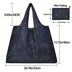 Flower Print Nylon Tote Bag Reusable Grocery Shopping Bag