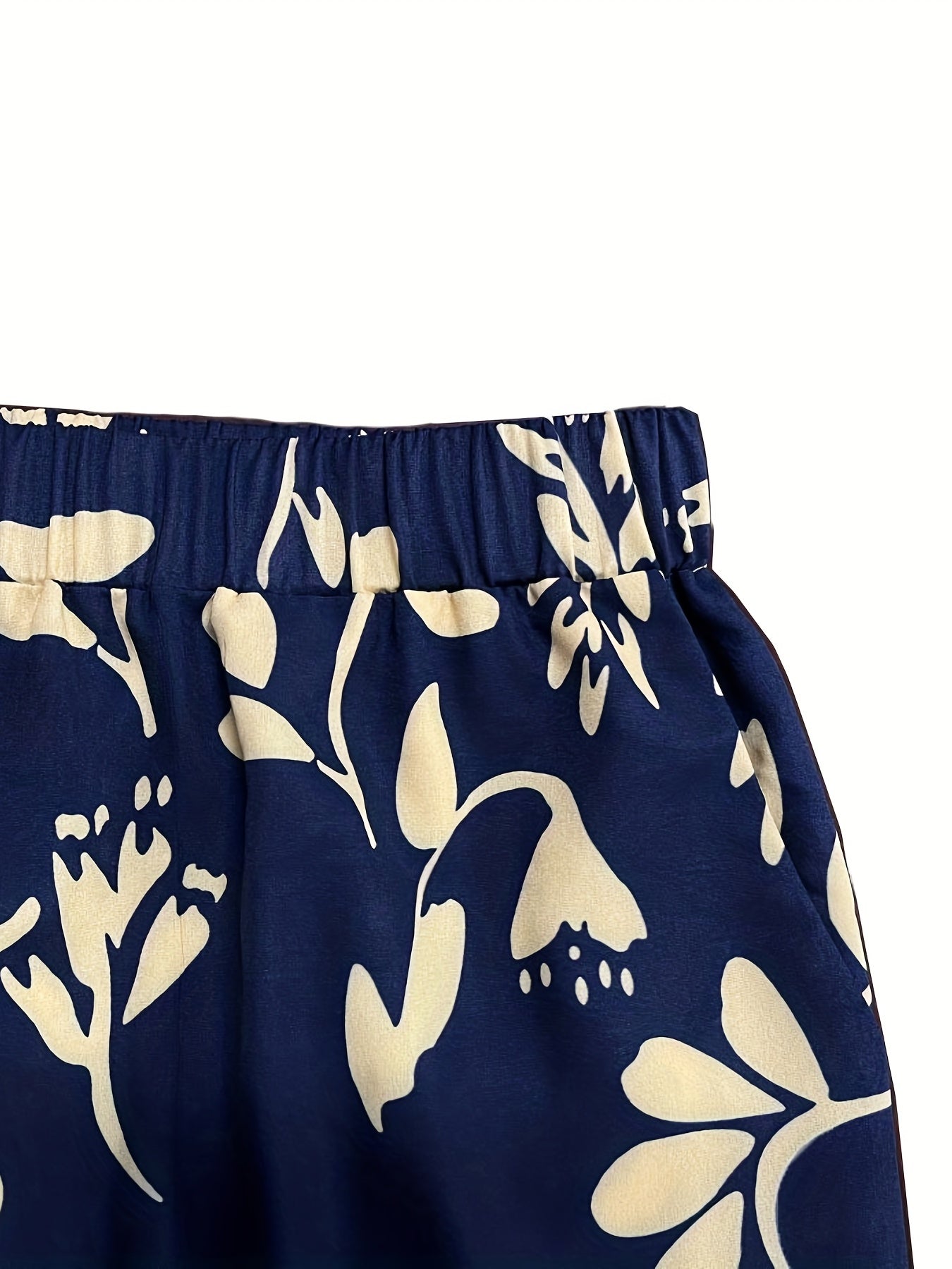  Floral Print Tee & Pocketed Pants 2 Piece Set