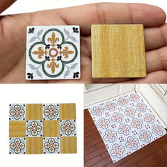Dollhouse Mini DIY Bathroom Tile Floor Miniatures Decorative Living Room Floor