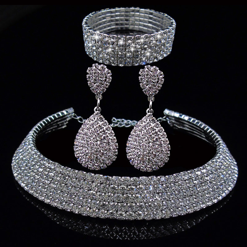 Exaggerated Wedding Jewelry Set Choker Necklace Earrings Bracelet