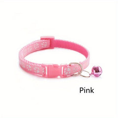 Adjustable Printed Cat Collar with Bell - Quick Release and Safe