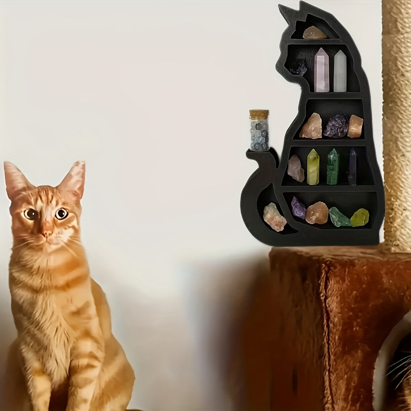Gothic Crystal Storage Rack Cat Shape Display Shelf
