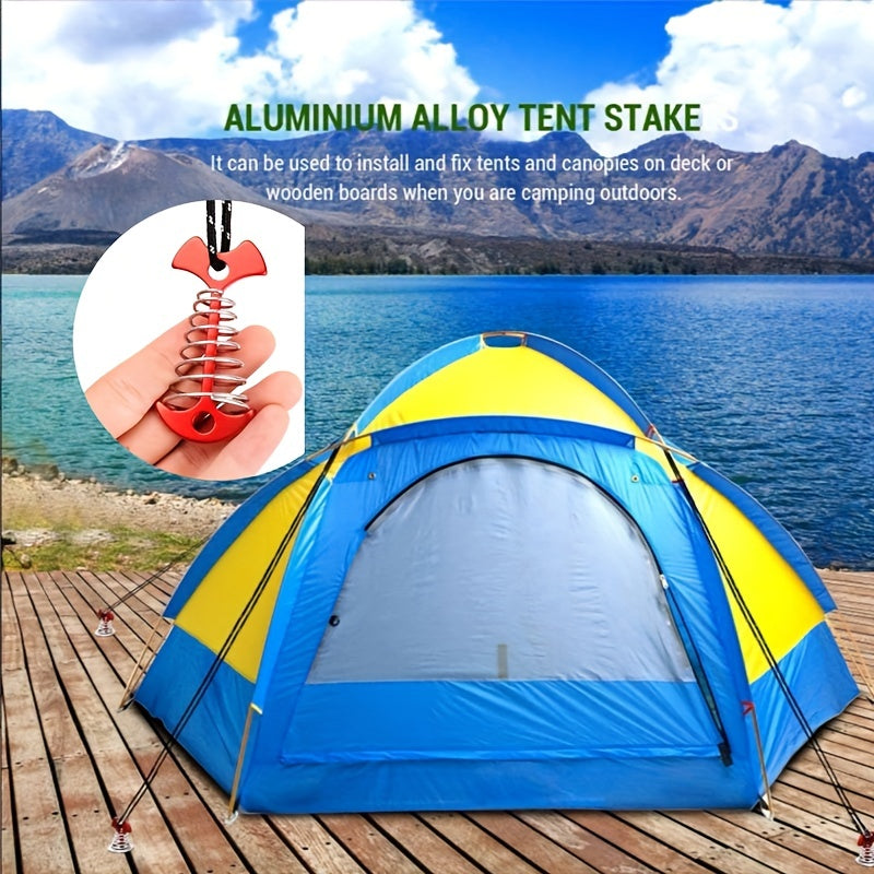 4pcs Fishbone Tent Stakes D Buckle Aluminum Lightweight Portable Peg