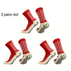 3 Pairs Anti Skid Silicone Football Socks Breathable Sweat Absorbent