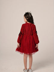 Vintage Style Velvet Long Sleeve Tutu Dress