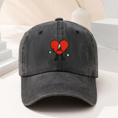 Heart Little Man Bad Rabbit Baseball Cap Candy Distressed Cartoon Sports Hat