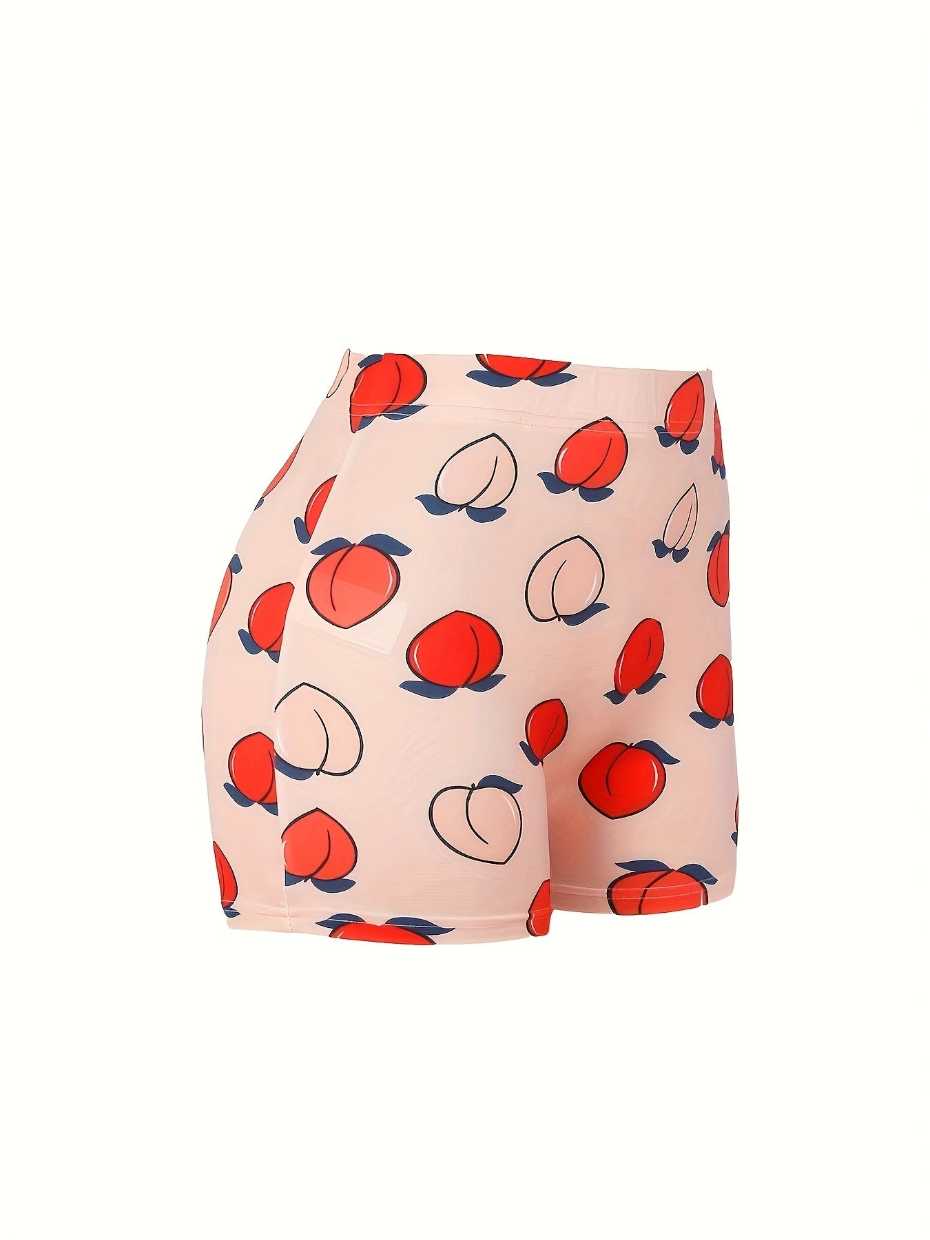  Peach Print High Rise Skinny Shorts