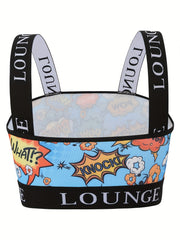  Y2K Bra Women's Plus Pop Art Print Stretch Bralette
