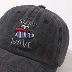 SURF WAVE Embroidery Baseball Cap Distressed Cotton Dad Hats