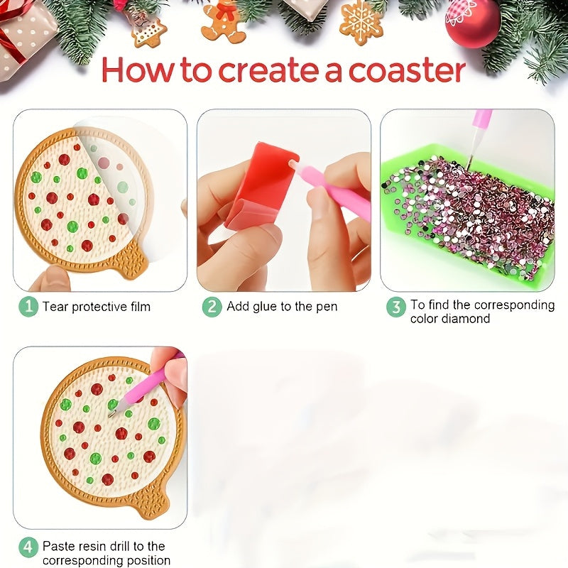 Christmas Diamond Art Coaster Kit - 8 Coasters & Holder Set