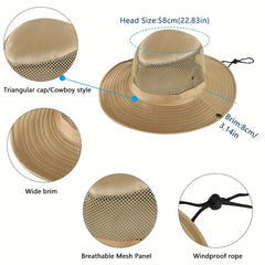 Mesh Hollow Out Bucket Hat Breathable Wide Brim UV Protection Sun Hat