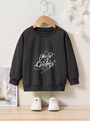 Toddler Kid Girls Christmas Print Sweet Long Sleeve Pullover Sweatshirt