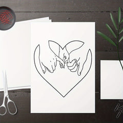 Modern Art Family Hands And Love Wall Sticker Minimalist Style Decor