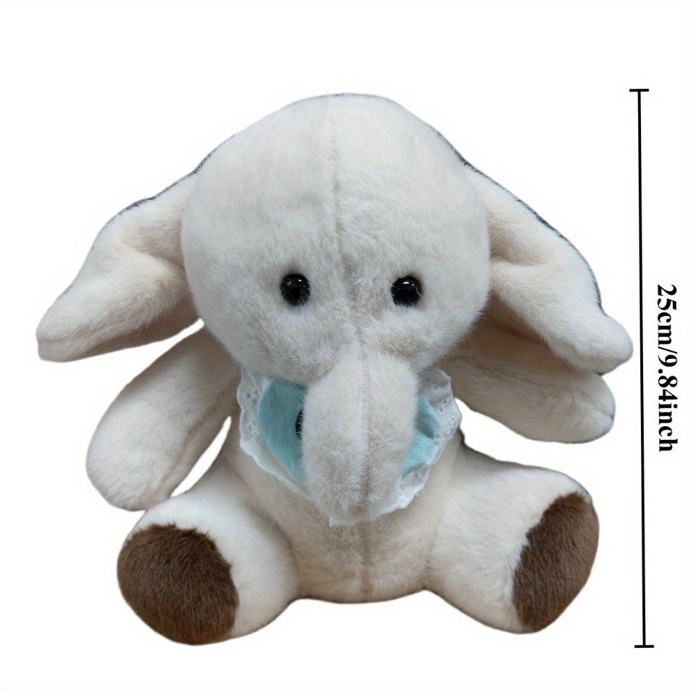 Fluffy Elephant Plush Toy w/ Baby Strap Soft Polyester Material