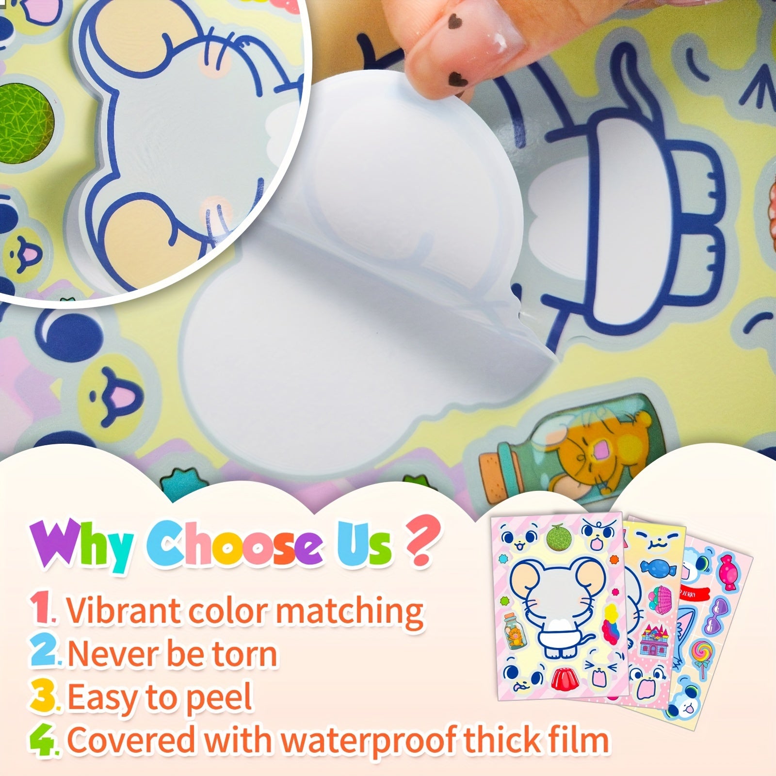 6 Sheets DIY Cartoon Mouse Stickers - Party Favors Make A Face Stickers