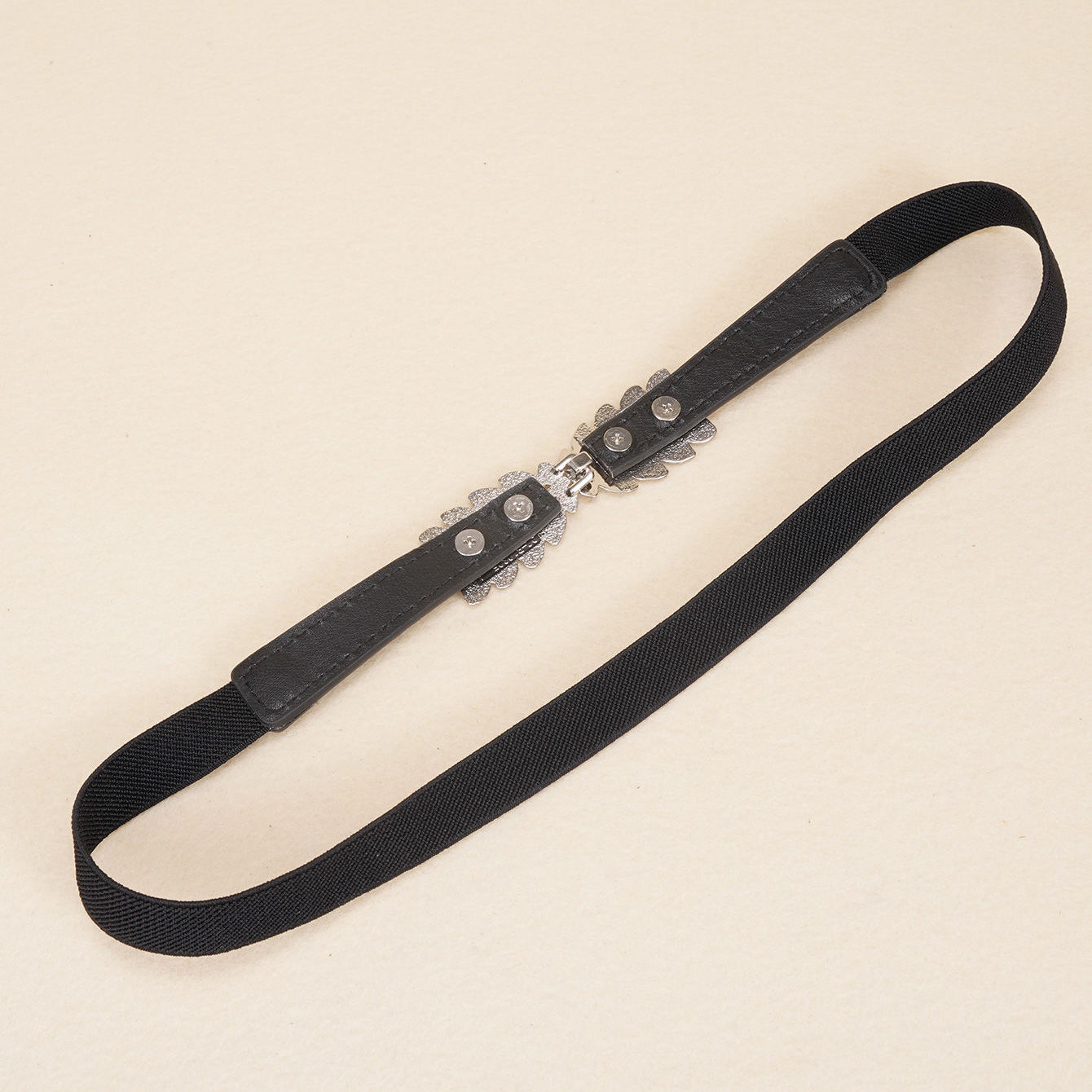 Leaf Buckle Elastic Belt Set For Jeans Dress Shirt