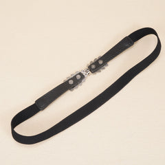 Leaf Buckle Elastic Belt Set For Jeans Dress Shirt