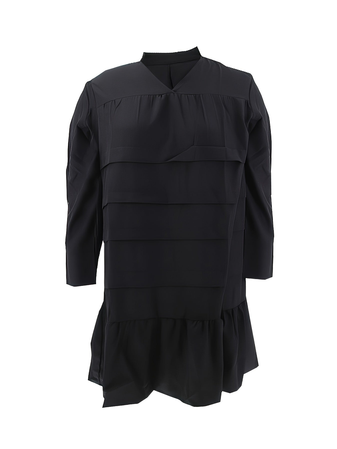 Women's Plus Size V-Neck Long Sleeve Tunic Dress