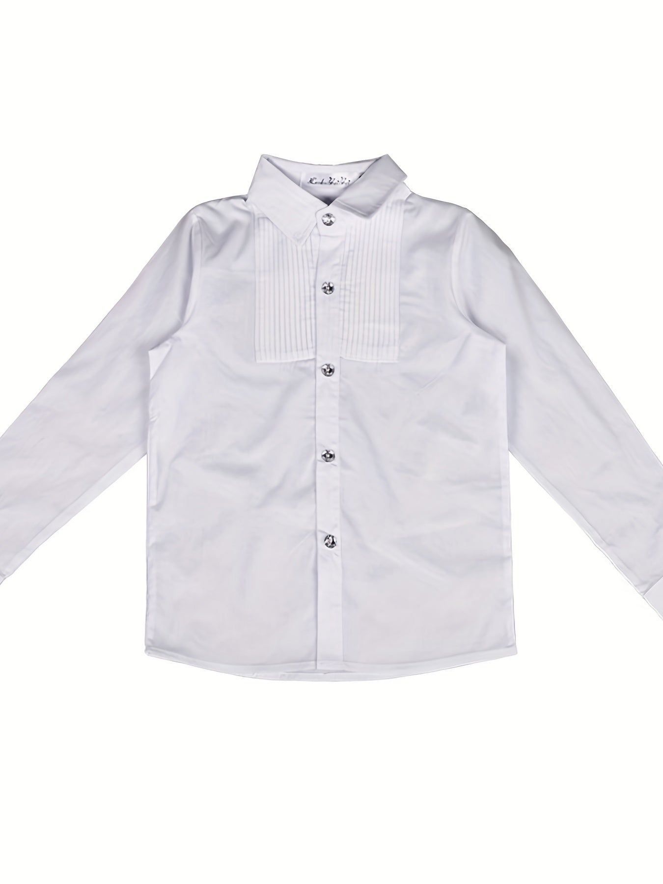 Boys Formal Top Shirt Long Sleeve Lapel Solid Color