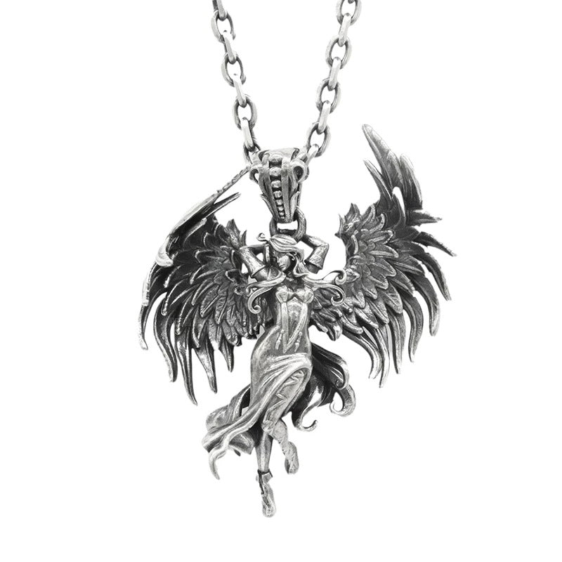Men's Retro Angel Wings Pendant Necklace