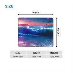 Wave Pattern Square Mouse Pad, Sewn Edge, Desktops, Laptops, Gaming