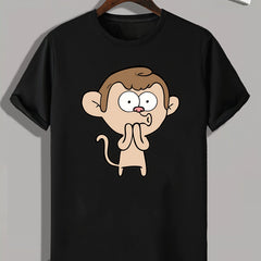Cartoon Print Men's Graphic T-shirt for Summer
