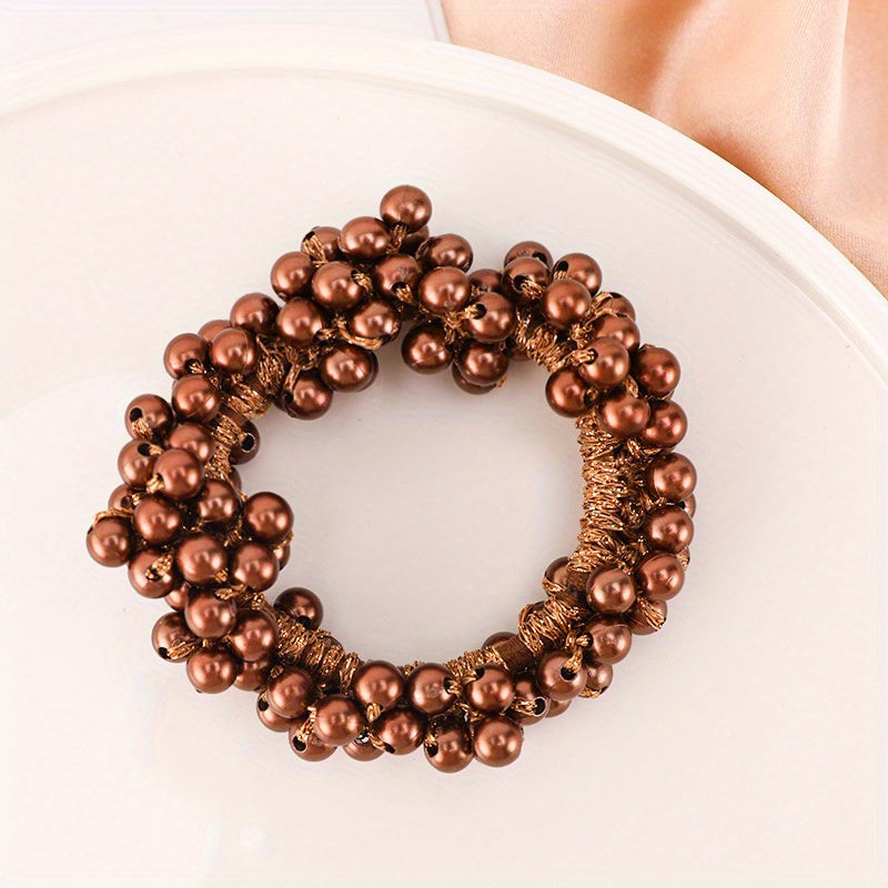 Faux Pearl Hair Tie Non Slip Scrunchie Ponytail Holder Elastic Hair Accessory