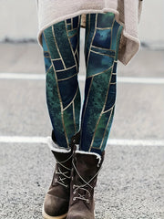  Glitter Geometric Print Stretch Leggings