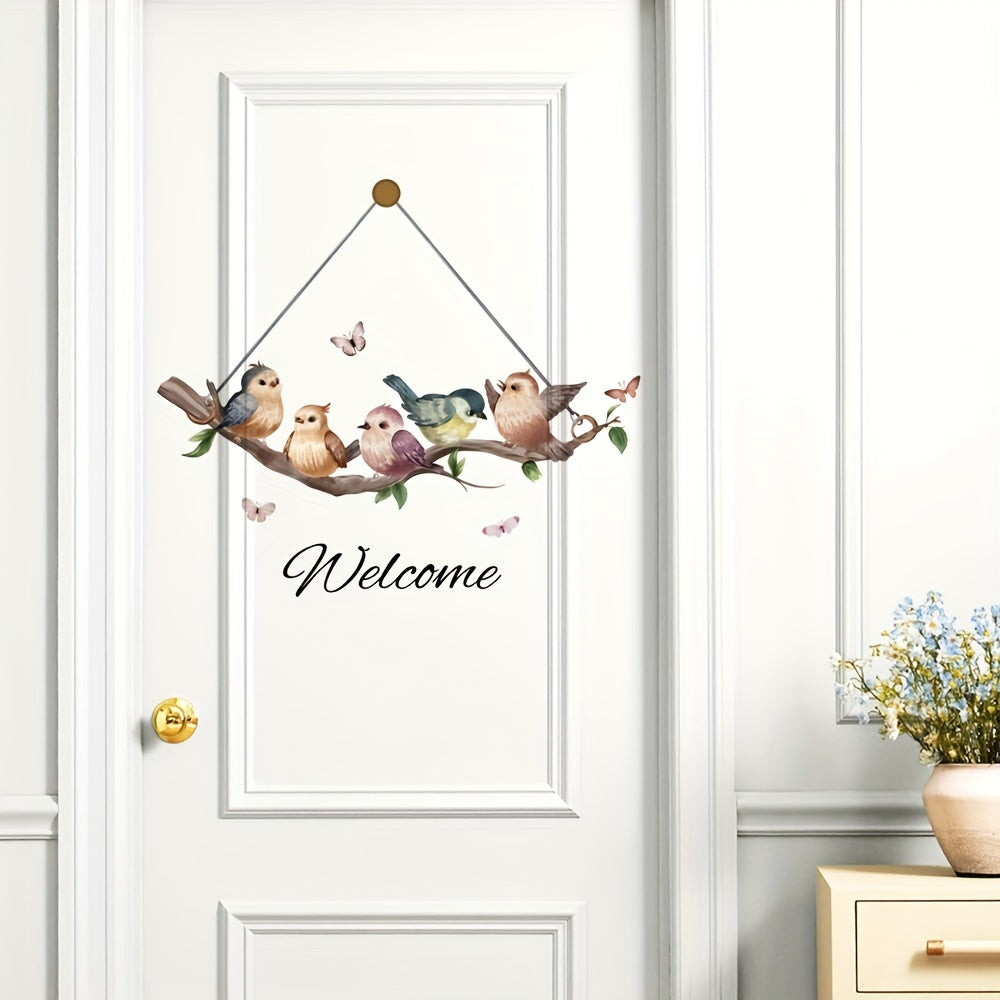 Front Door Welcome Sticker Branch Birds Door Placard Decals