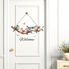 Front Door Welcome Sticker Branch Birds Door Placard Decals