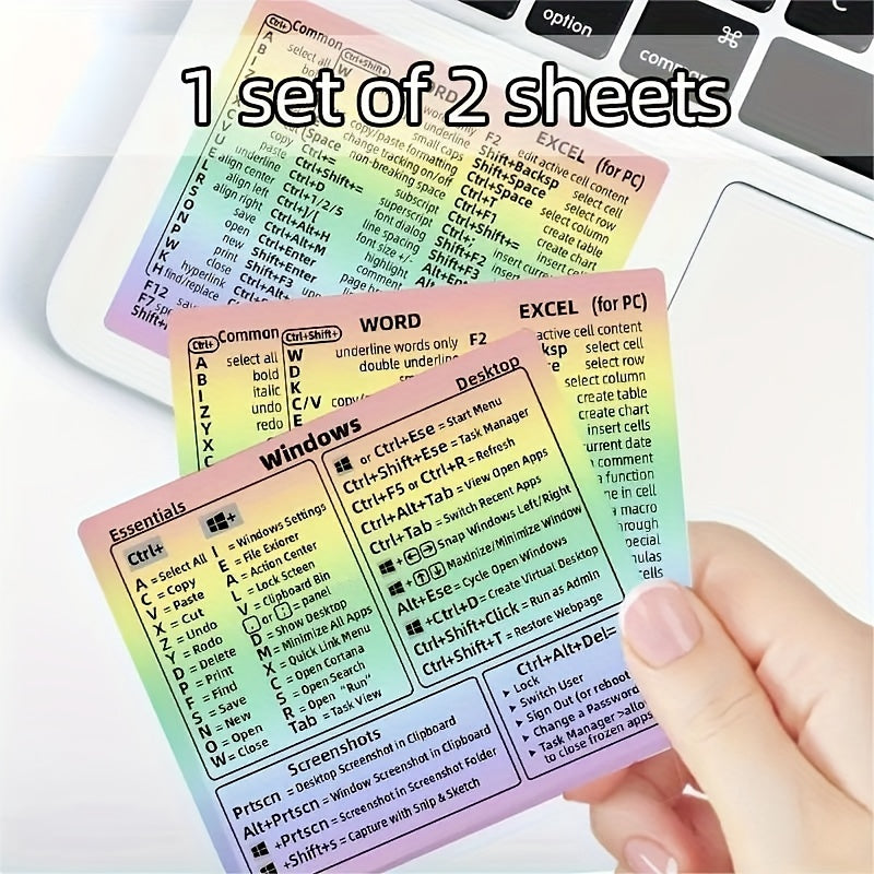 Windows Word Shortcut Stickers Set for Laptop No Adhesive PVC Colorful Labels