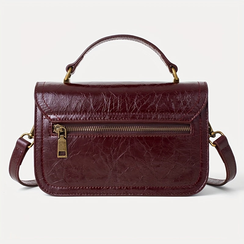 Vintage Textured Crossbody Shoulder Bag with Detachable Strap