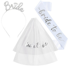Bridal Veil Set with Crown Headpiece and Sash