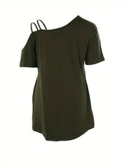  Slogan Print Cold Shoulder Loungewear Dress