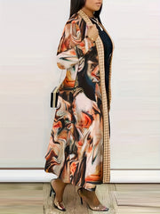  Marble Print Long Sleeve Open Front Cardigan