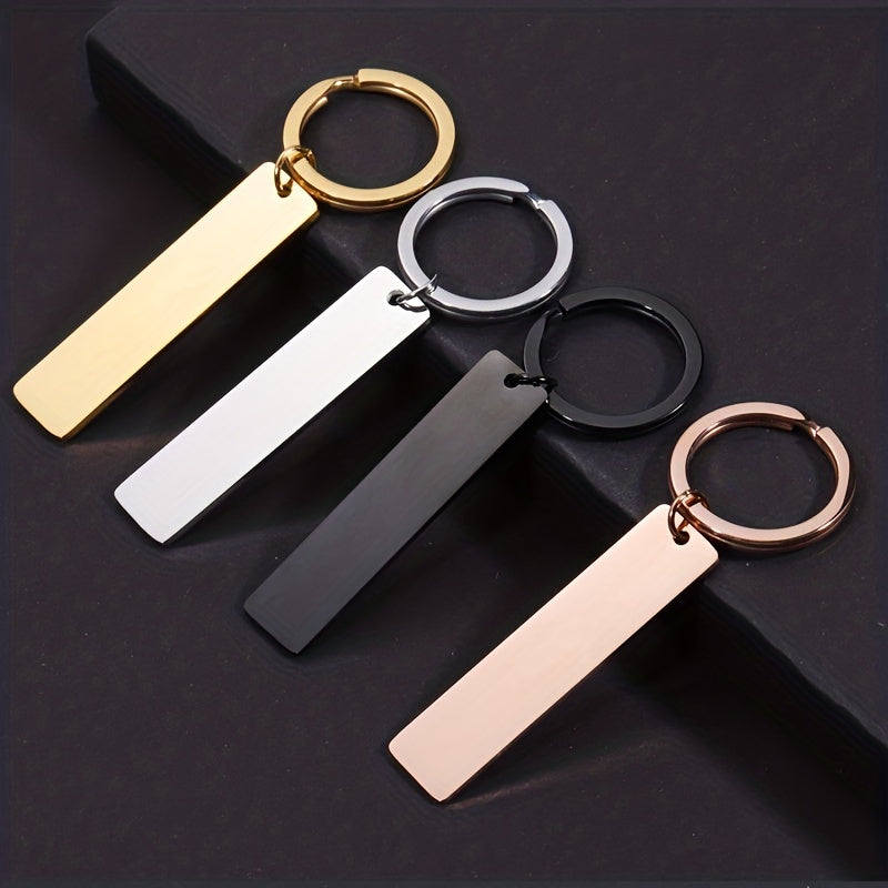 Stainless Steel Strip Keychain Alloy Key Tag Style Basic DIY Keychain