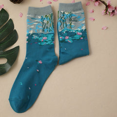 Landscape Print Socks Women's Stockings Mid Tube Socks