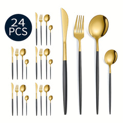 24pcs Portuguese Stainless Steel Tableware Set for Dining