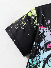 GAME OVER Boy's 2pcs T shirt & Shorts Set Gamepad Cartoon Print Casual Outfit