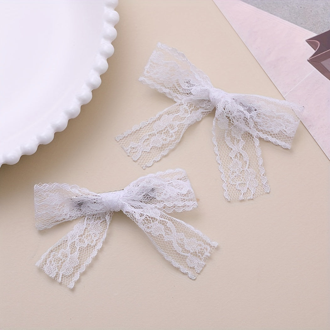 2pcs Lace Bowknot Hair Clips Women Girls Daily Decoration Accessories