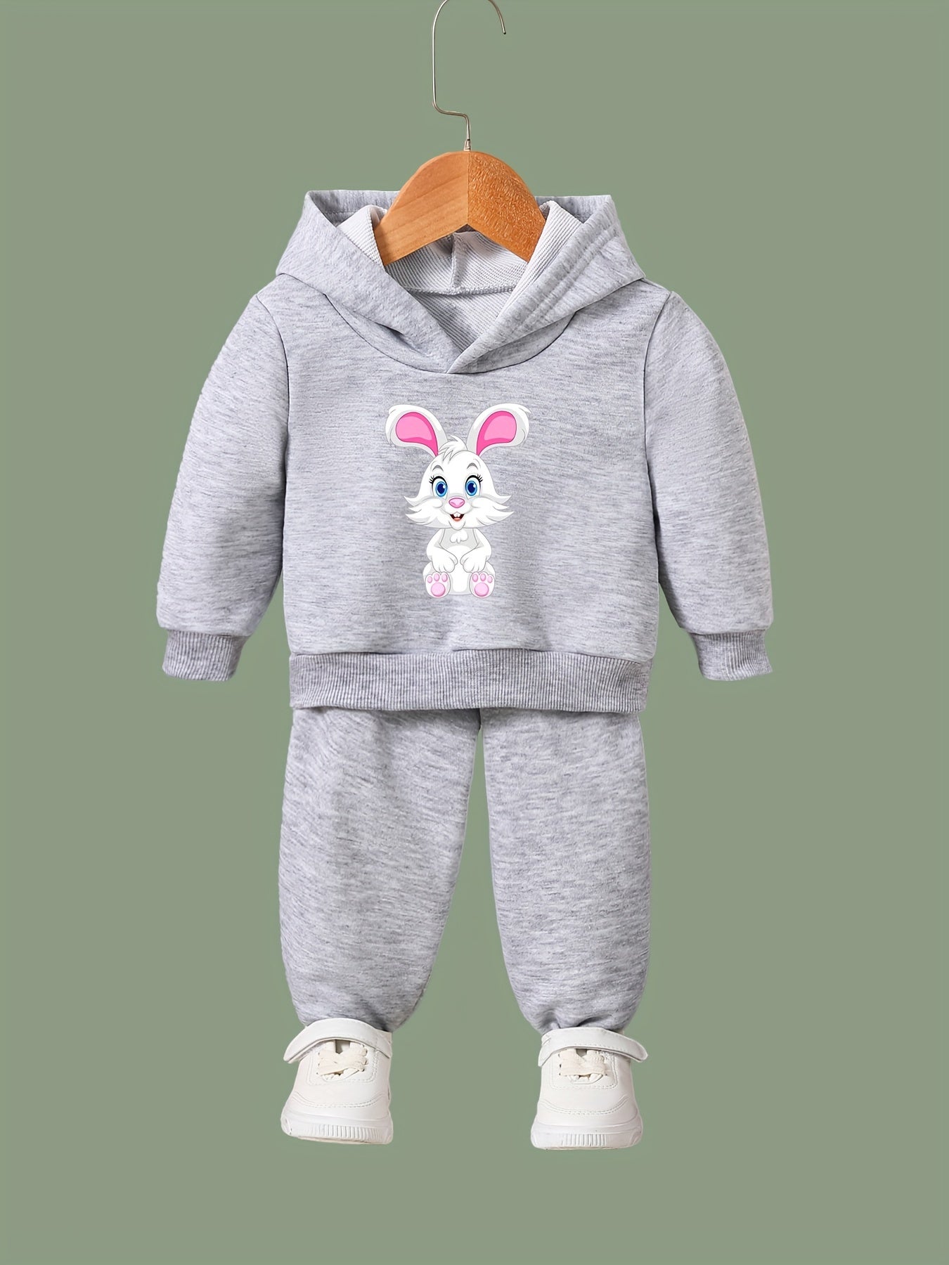 OERYUI Bunny Print Hoodies Pants Set For Spring Fall