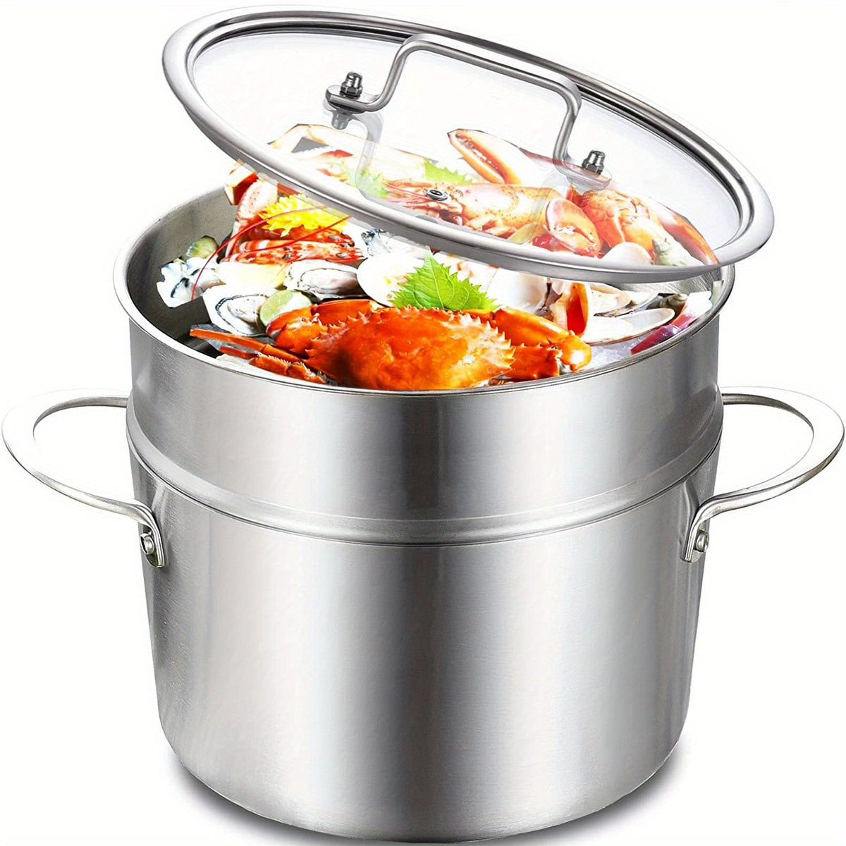 Stainless Steel Induction Pot Glass Lid 22cm 24cm