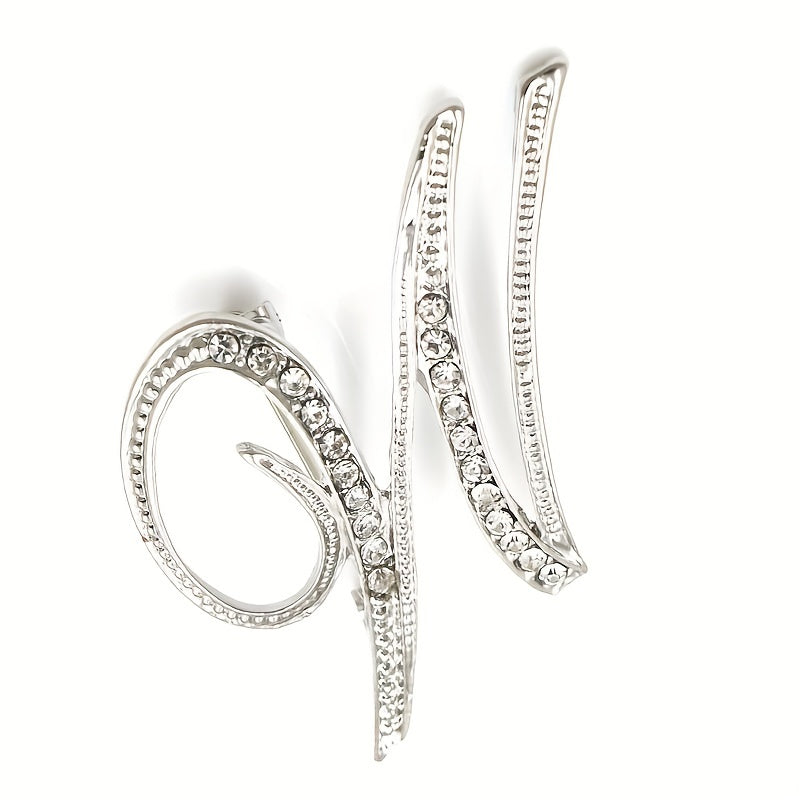 Rhinestone Letter Brooch Pin Alloy Diamond Inlaid Corsage Jewelry