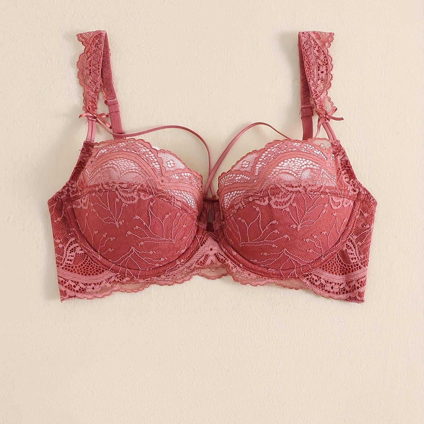  Sexy Bra Women's Plus Contrast Lace Full Coverage Underwire Bra