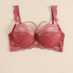  Sexy Bra Women's Plus Contrast Lace Full Coverage Underwire Bra