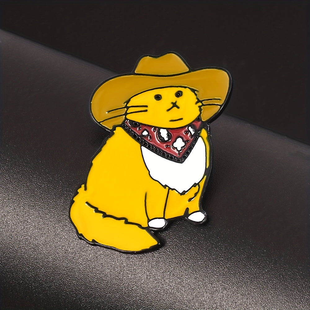 Creative Denim Cat Brooch for Men