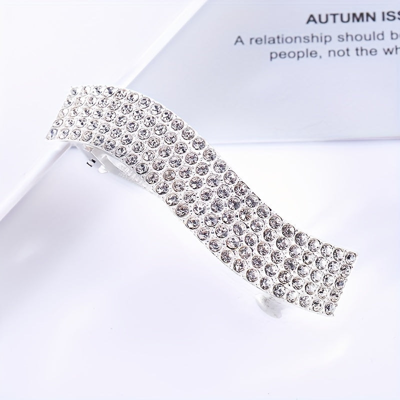 Rhinestone & Pearl Hair Clip French Barrette Accessory