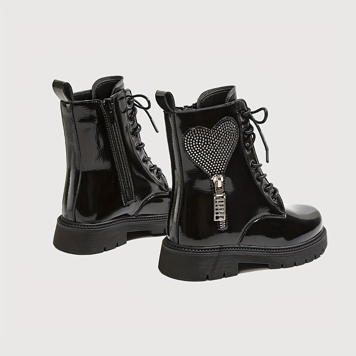 Vintage Rhinestone Heart Boots - Girls Comfortable Warm Boots