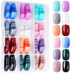 288pcs Matte Press On Nails for Women - Short Oval Frosted False Nails