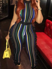 Stylish Sleeveless Vertical Stripe Jumpsuit